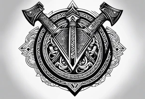 Valhalla valknut shield axe tattoo idea