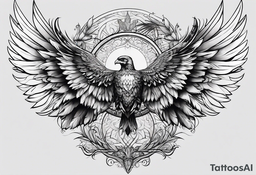 Cross in the middle of wings tattoo idea