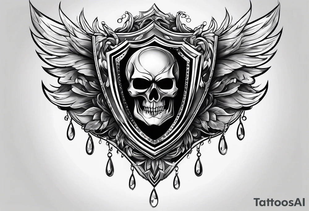 Shield riccoching tears tattoo idea