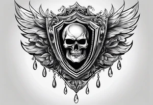 Shield riccoching tears tattoo idea