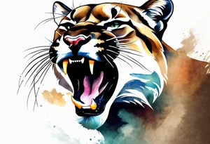 mountain lion growling or roaring tattoo idea