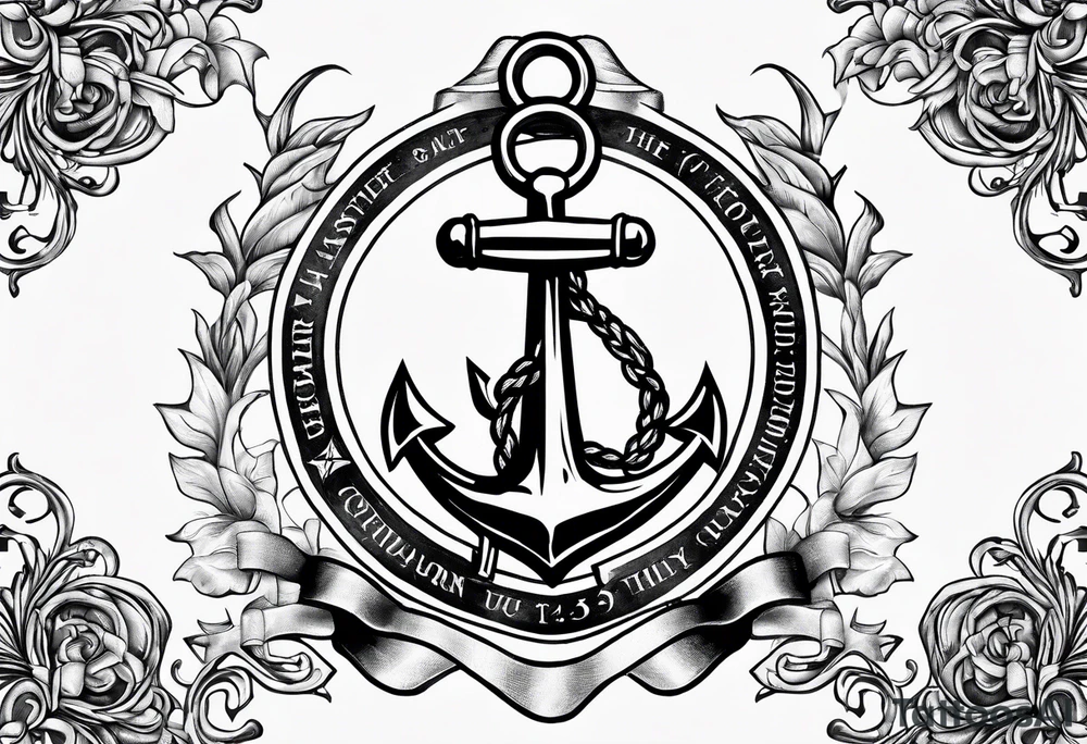 Anchor with ribbon wrapped around and Psalm 23:4 written on ribbon tattoo idea