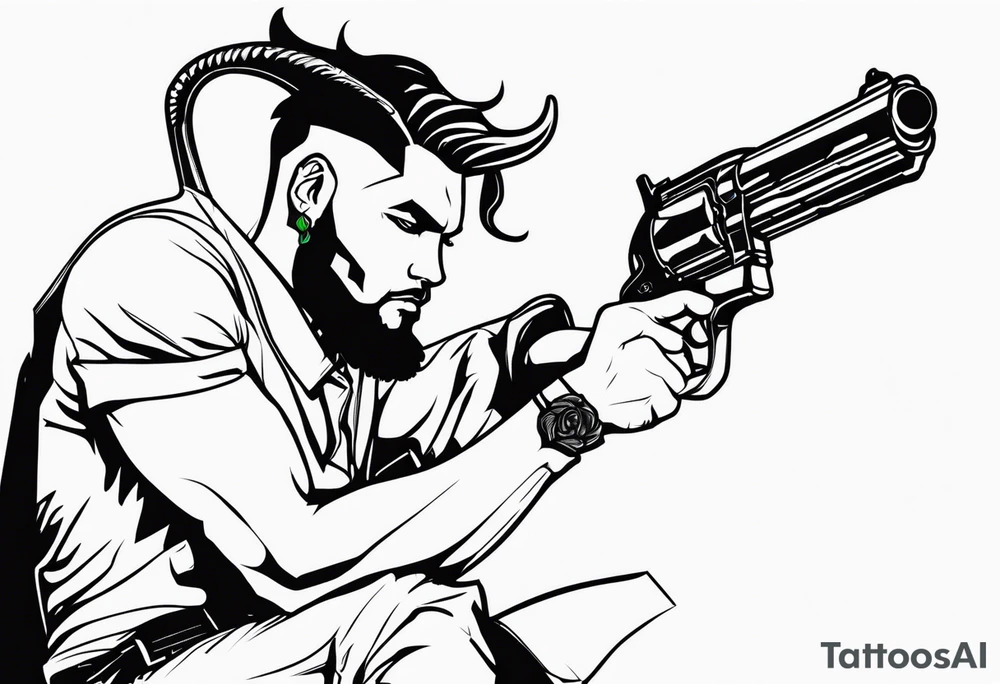 capricorn man with gun tattoo idea
