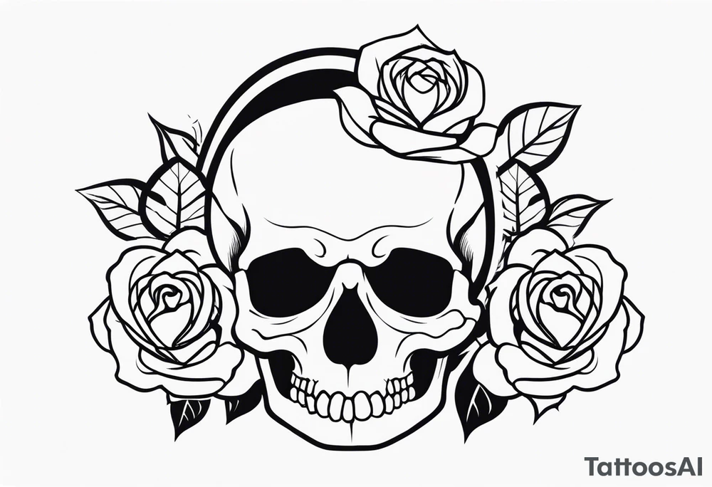 skull and roses tattoo idea
