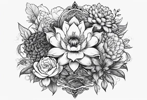 Tranquil garden surrounded by words tattoo idea