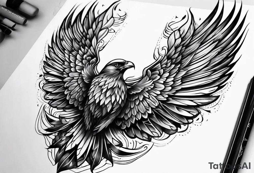 wings on arm tattoo idea