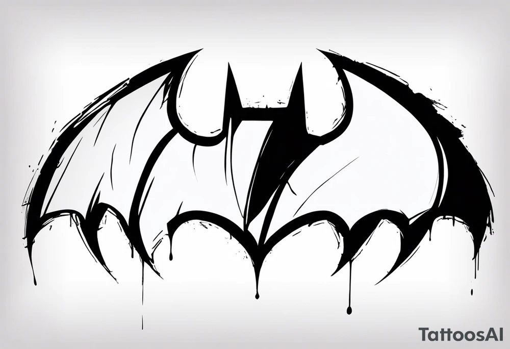 batman symbol, grunge, sketchy tattoo idea