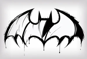 batman symbol, grunge, sketchy tattoo idea