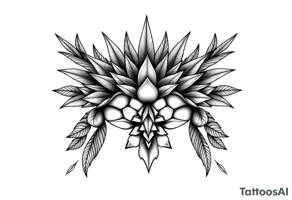 Bushy crown pineapple vagina, design to go over vagina , erotic vagina area design, anus to be at the bottom tattoo idea