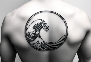 wave in circle tattoo idea