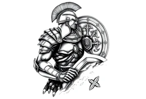 Armored Roman Soldier with shield tattoo idea