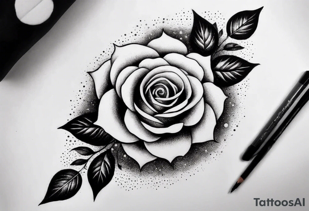 Tesseract with clouds small roses and stars around it tattoo idea