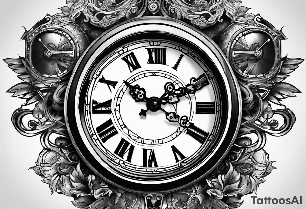 clock with motocycle tattoo idea