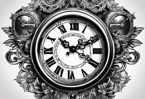 clock with motocycle tattoo idea