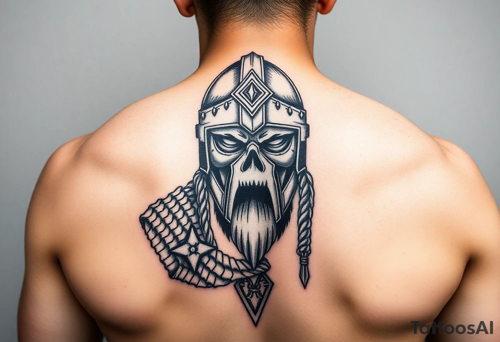 Slavyk bogatyr with helmet tattoo idea