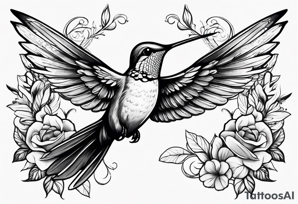 Hummingbird wings spread tattoo idea