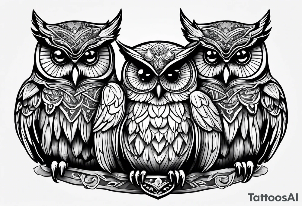 Owls
Hear no evil, see no evil, speak no evil tattoo idea