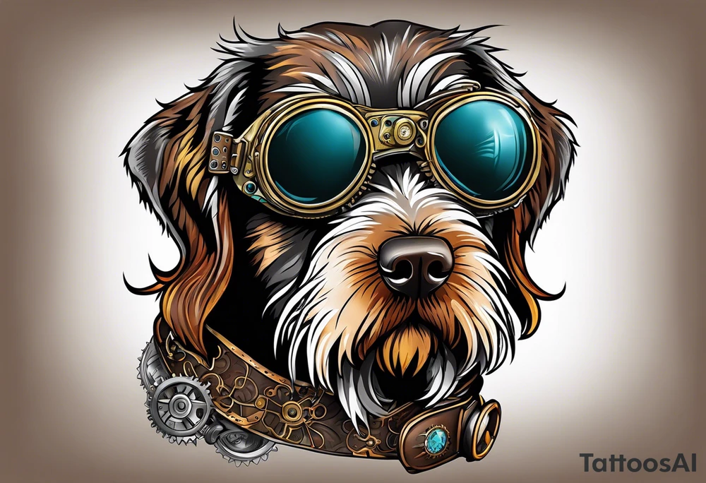 wirehaired pointing griffon steampunk goggles tattoo idea