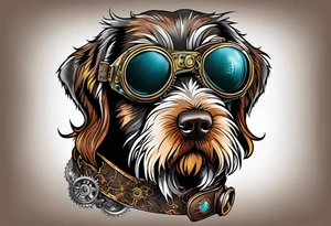 wirehaired pointing griffon steampunk goggles tattoo idea