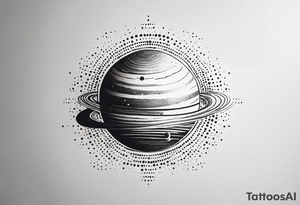 simple jupiter with ink dots tattoo idea
