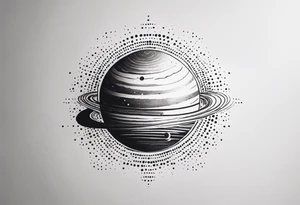simple jupiter with ink dots tattoo idea