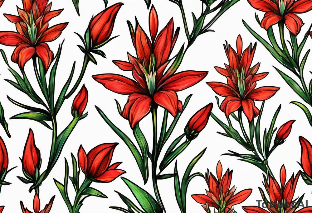 Indian paintbrush with stem tattoo idea