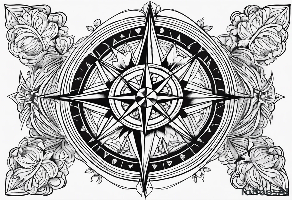 Bisexual compass rose tattoo idea