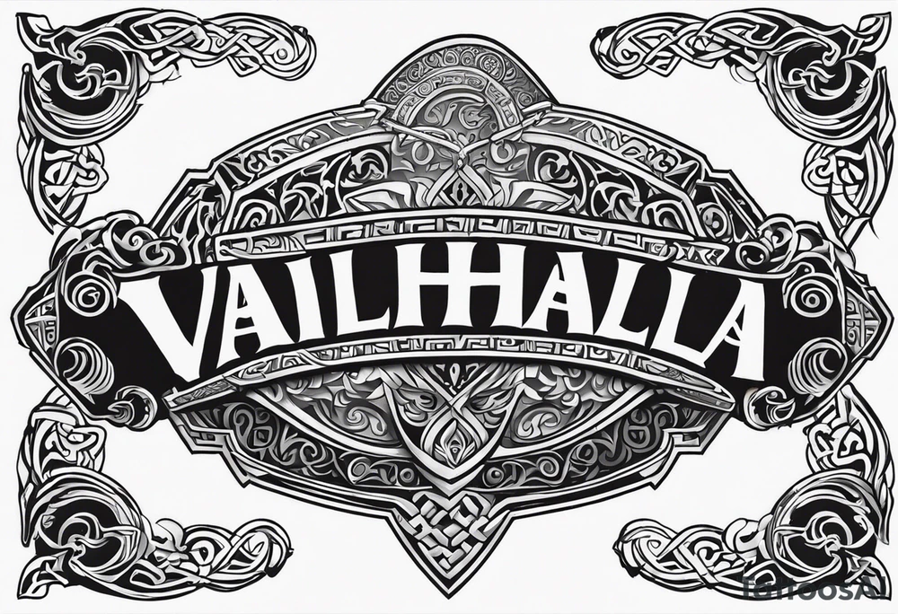 Valhalla viking gods shield tattoo idea