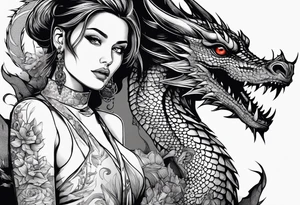 a girl and a dragon tattoo idea