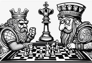SpongeBob playing chess against Marcus Aurelius tattoo idea