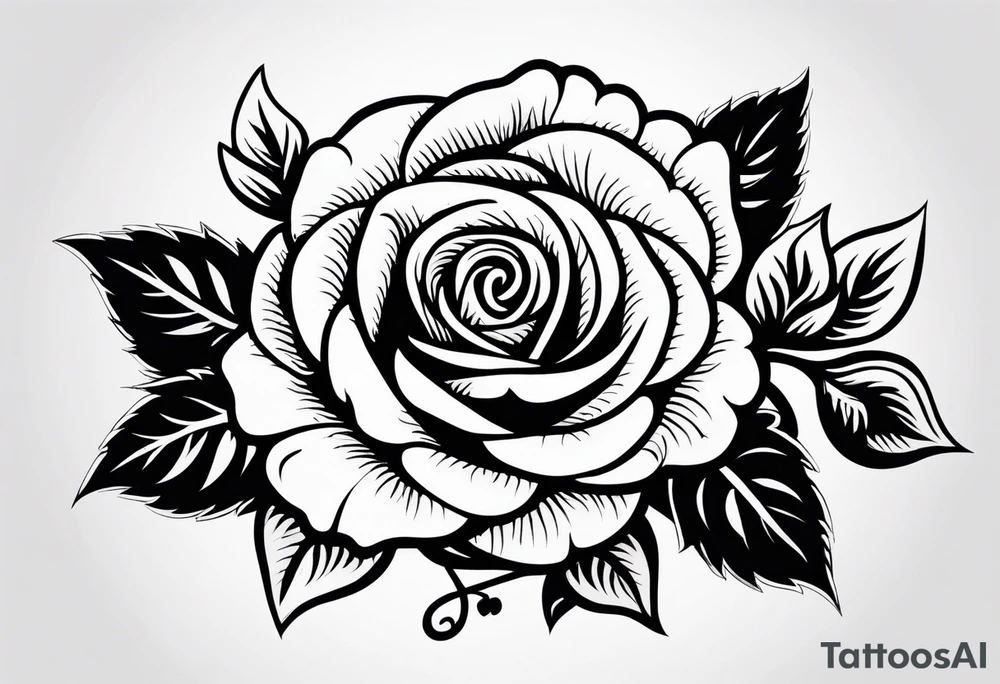 Traditional rose tattoo idea