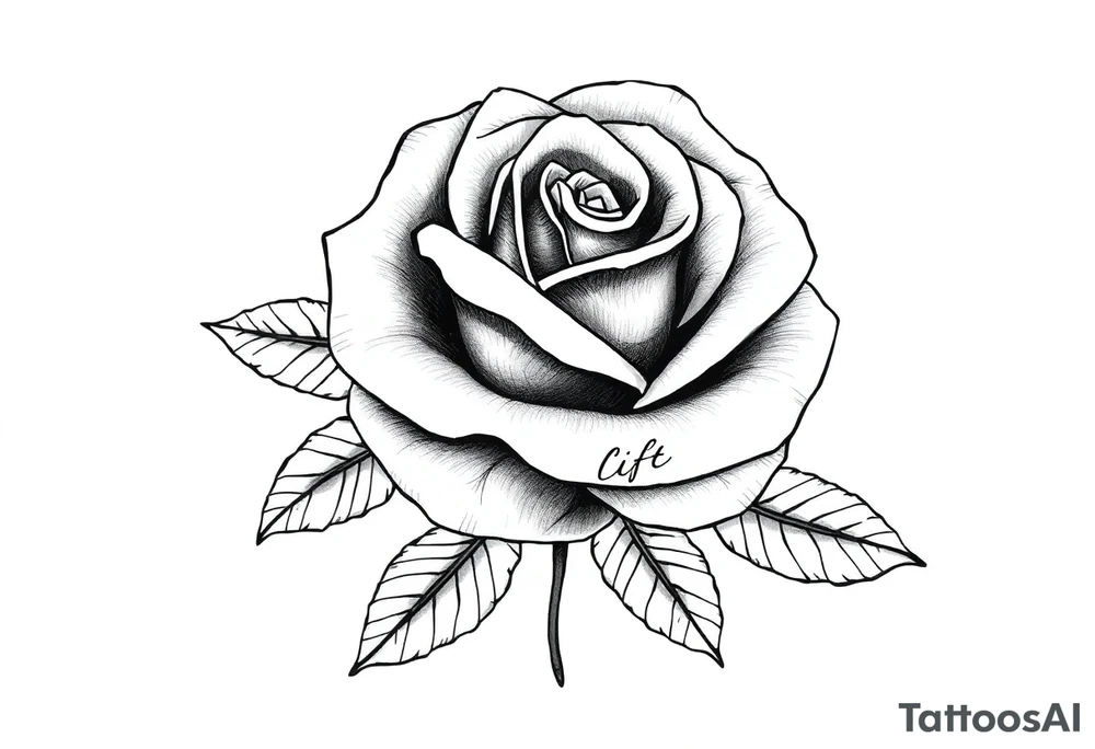 ROSE WQITH FLORIDA WRITTEN AS THE STEM tattoo idea