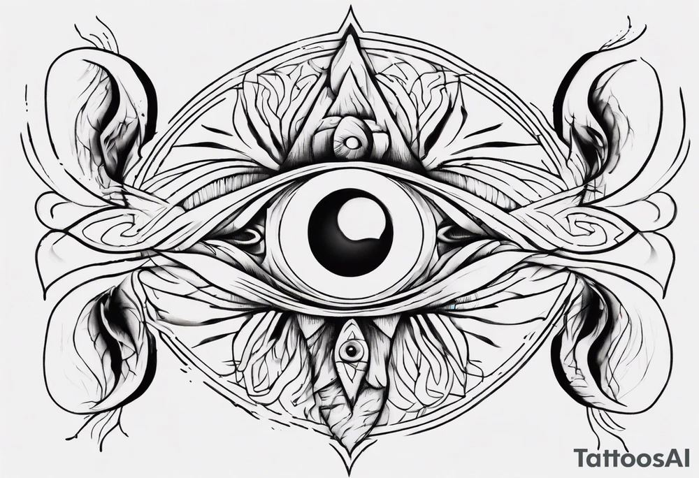 Third eye abstract fine line sketch style. tattoo idea