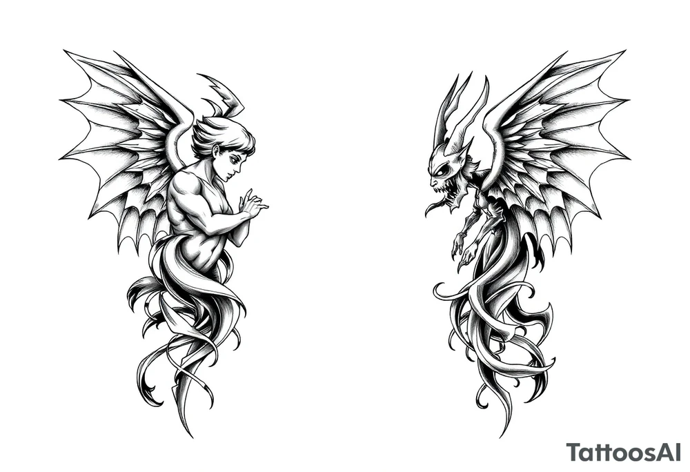 angels vs demons sleeves tattoo idea