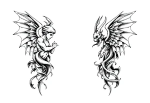 angels vs demons sleeves tattoo idea