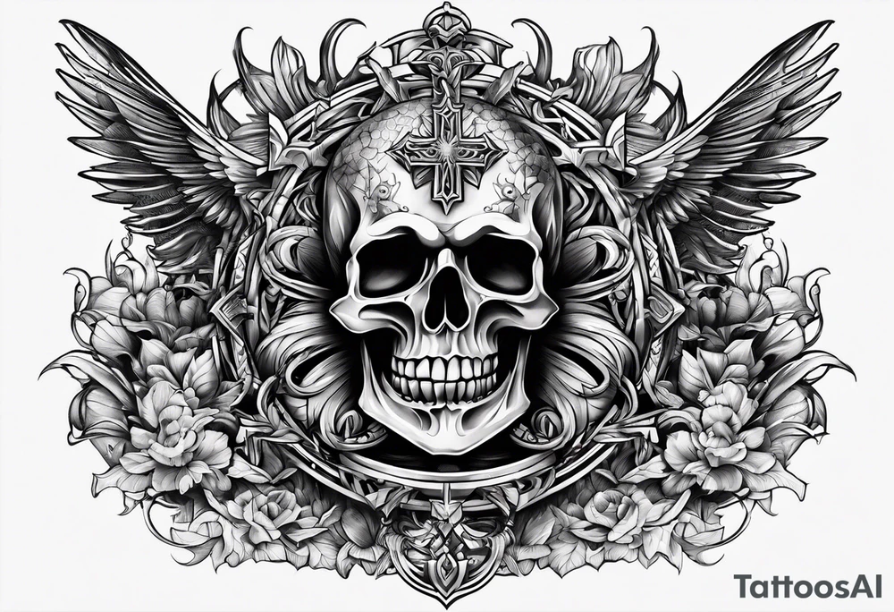 a cross crushing evil tattoo idea