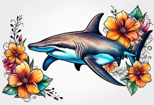 Hammerhead  with flowers tattoo idea