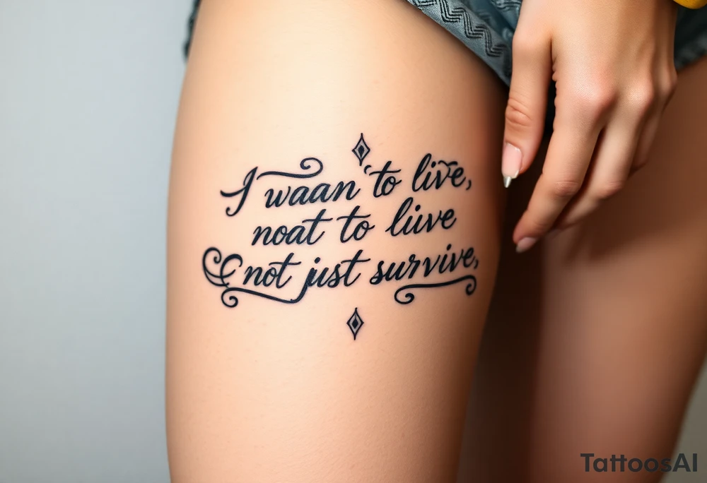I wan't to live, not just survive in cursive tattoo idea