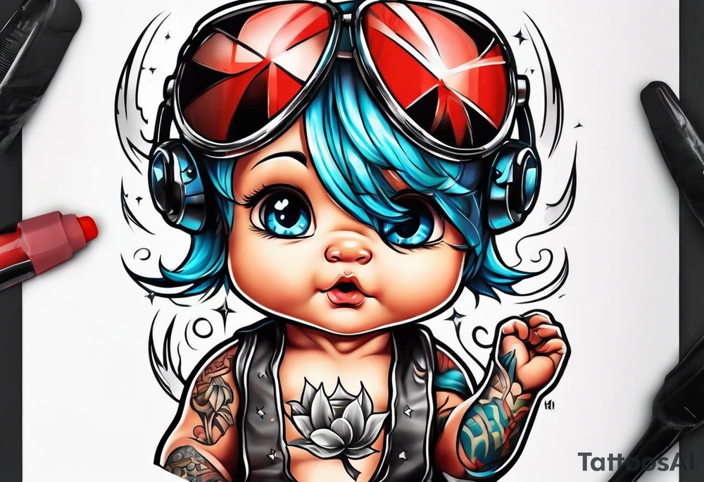 Cute baby boy tattoo idea