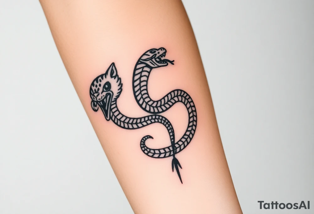 Snake tiger crane monkey tattoo idea