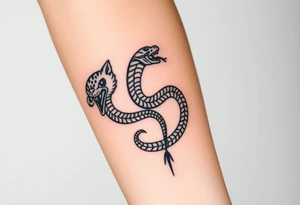 Snake tiger crane monkey tattoo idea