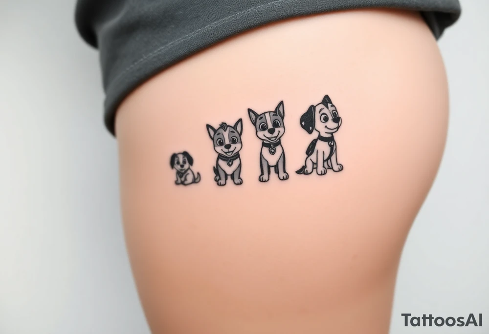 The silhouettes of Paw Patrol member tattoo idea