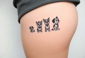 The silhouettes of Paw Patrol member tattoo idea