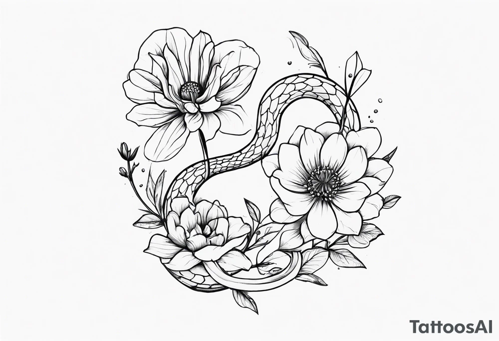 Snakes and wild flower tattoo idea