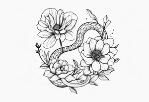 Snakes and wild flower tattoo idea