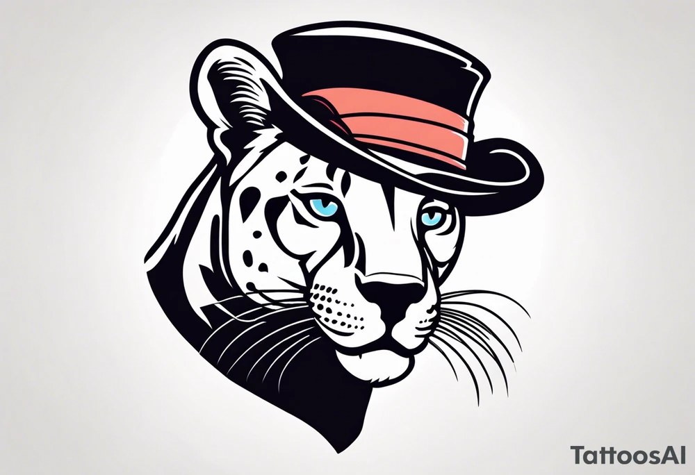 Panther with a funny hat tattoo idea