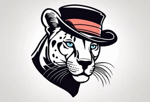 Panther with a funny hat tattoo idea
