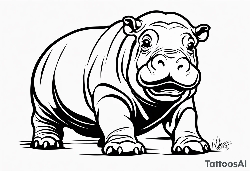 Baby hippo acting rough tattoo idea