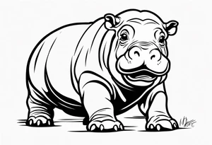 Baby hippo acting rough tattoo idea