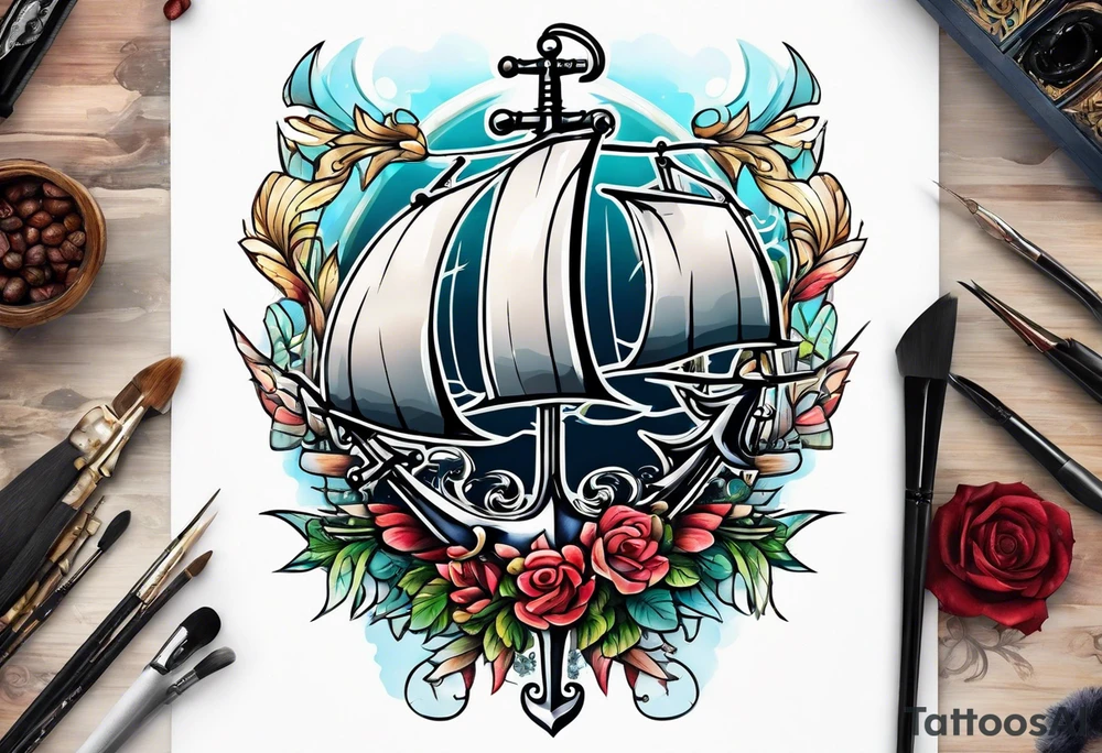 Anchor and sword tattoo idea